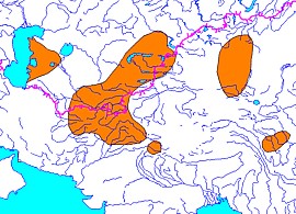 Distribution of Asian species of the complex.